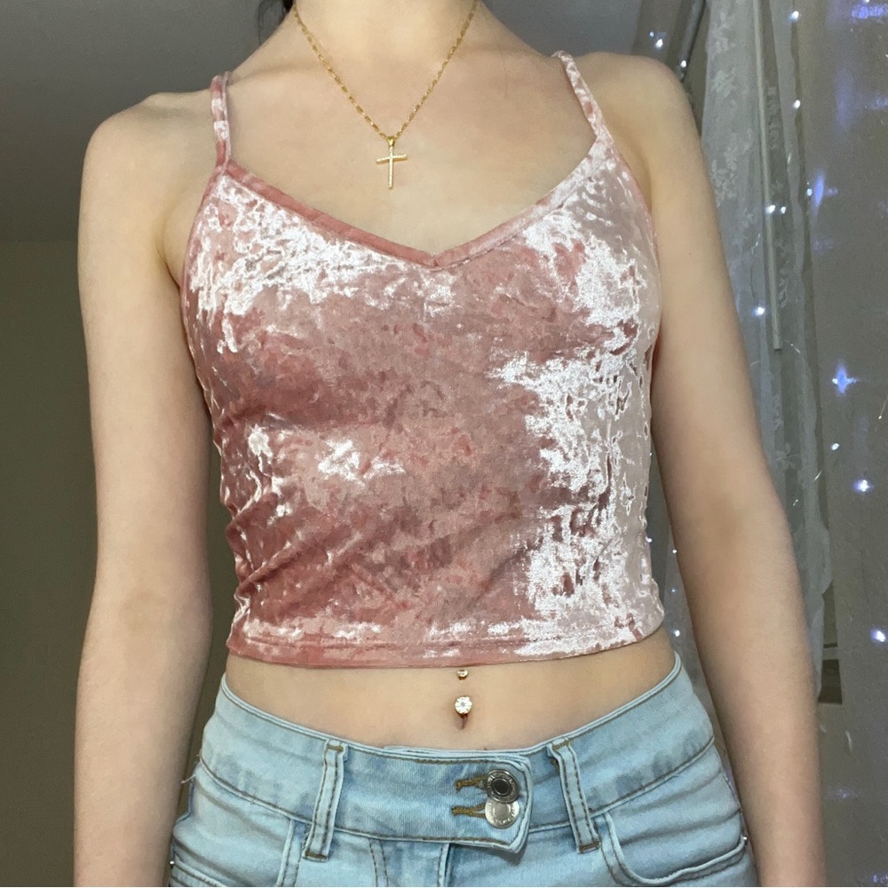 pink velvet cami top